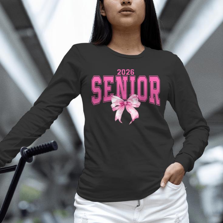 Retro Senior 2026 Class Of 2026 Coquette Pink Bow Graduation Unisex Long Sleeve T-Shirt