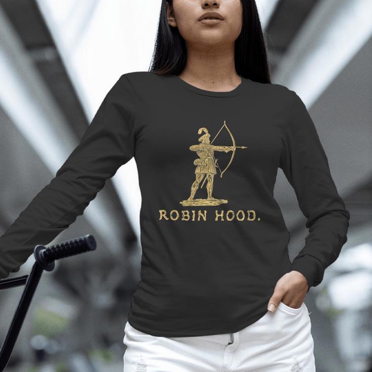 Robin Hood The Archer Book Cover Illustration In Gold Unisex Long Sleeve T-Shirt