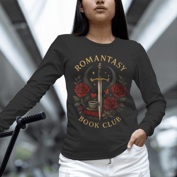 Romantasy Book Club Coffee Sword Roses Unisex Long Sleeve T-Shirt
