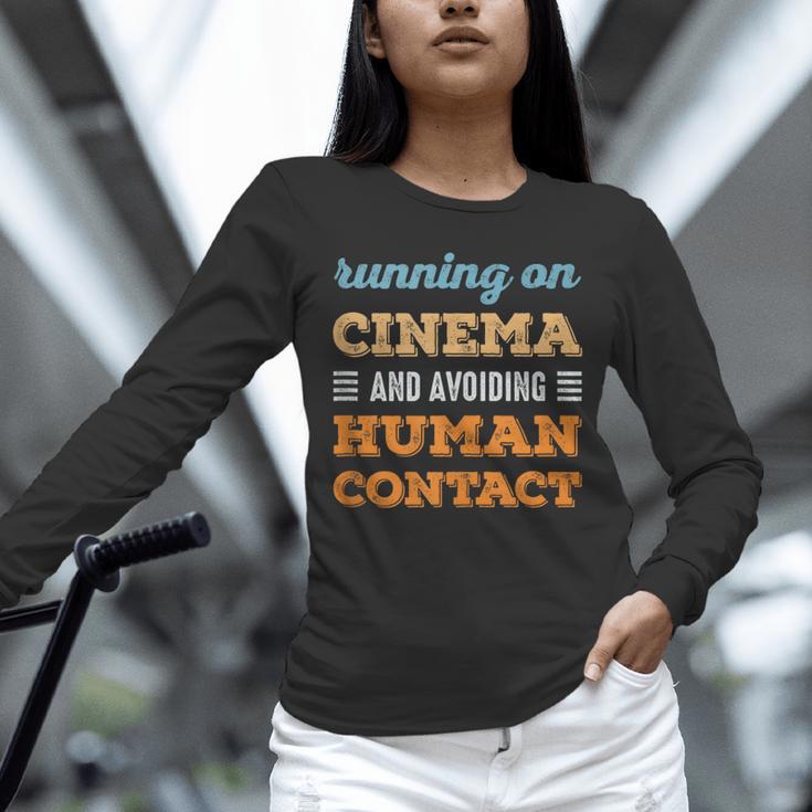 Running On Cinema Social Introvert Humor Vintage Unisex Long Sleeve T-Shirt Running On Cinema Social Introvert Humor Vintage Unisex Long Sleeve T-Shirt