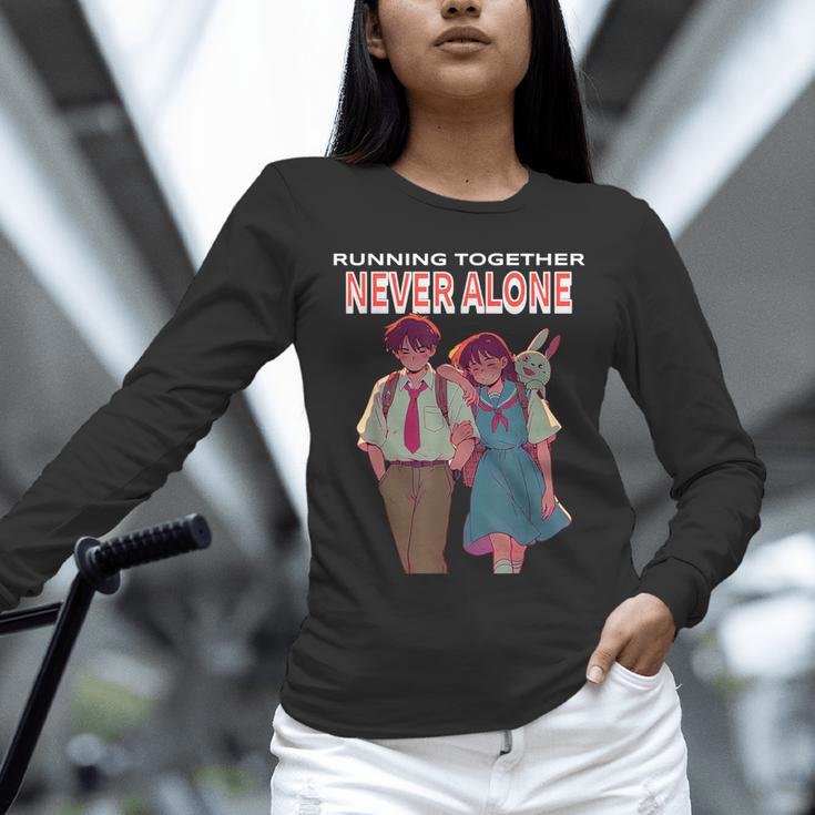 Running Together Always Connected Anime Nostalgia Message Unisex Long Sleeve T-Shirt