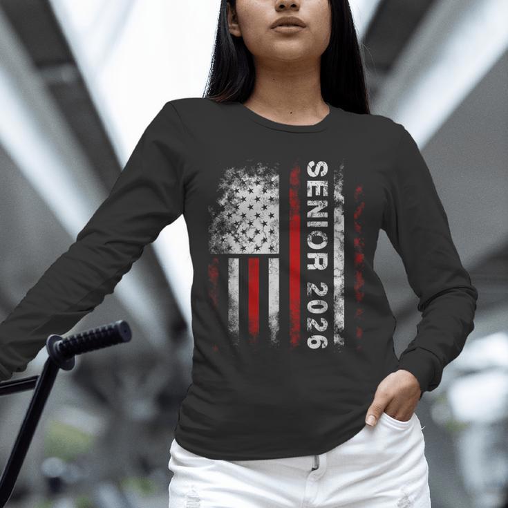 Senior 2026 American Flag Shirt USA Graduation Class Of 2026 Unisex Long Sleeve T-Shirt