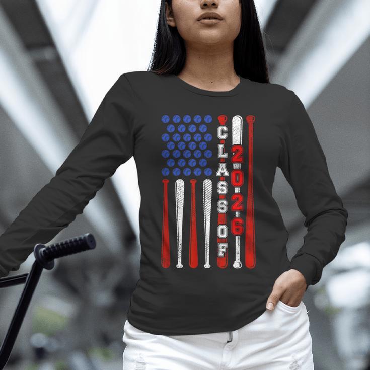 Senior 2026 Baseball American Flag Class Of 2026 Graduation Unisex Long Sleeve T-Shirt