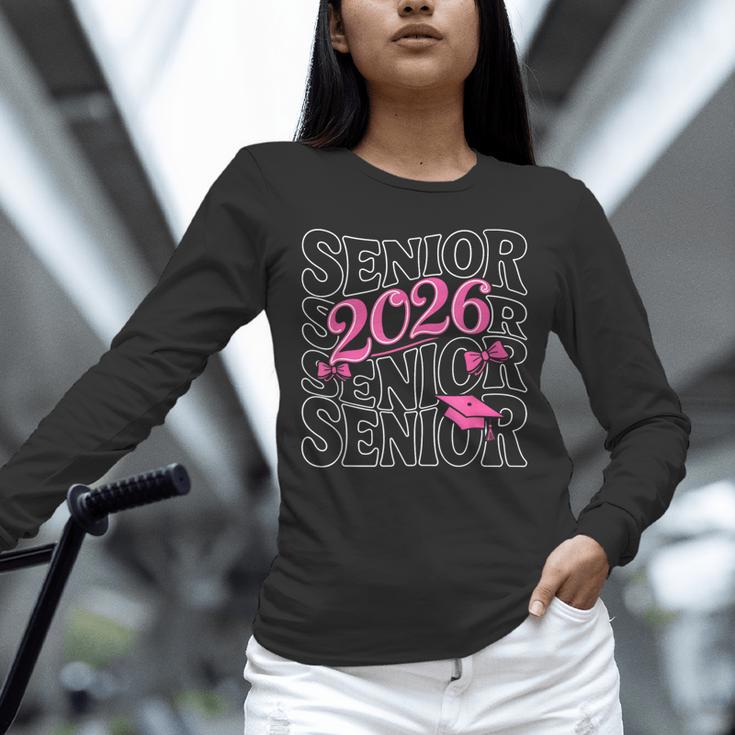Senior 2026 Class Of 2026 Coquette Pink Bow Graduation Moms Unisex Long Sleeve T-Shirt