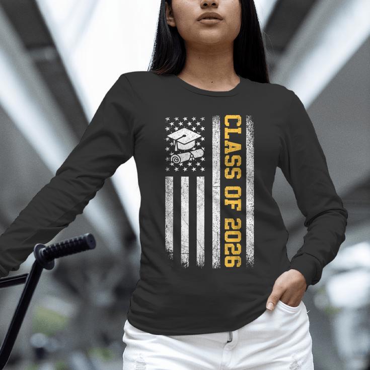 Senior 26 Class Of 2026 American Flag Graduation 2026 Unisex Long Sleeve T-Shirt