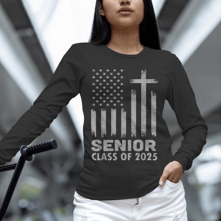 Senior Class Of 2025 USA Flag Cross Christian Graduation Unisex Long Sleeve T-Shirt