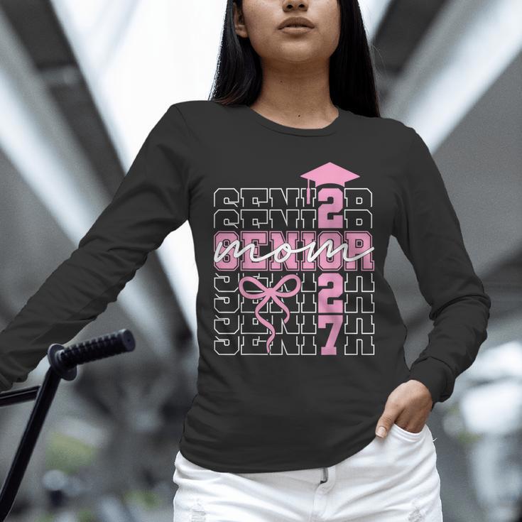 Senior Mom 2027 Class Of 2027 Coquette Bow Graduation 2027 Unisex Long Sleeve T-Shirt