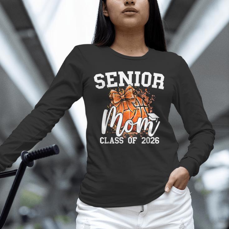 Senior Mom Class Of 2026 Coquette Bow Basketball Graduation Unisex Long Sleeve T-Shirt