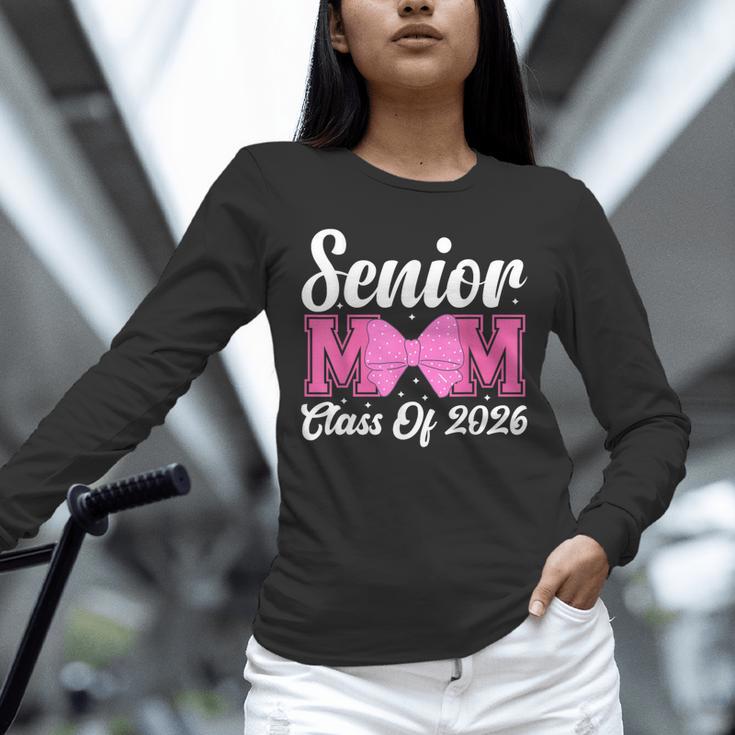 Senior Mom Class Of 2026 Pink Coquette Bow Graduation Unisex Long Sleeve T-Shirt