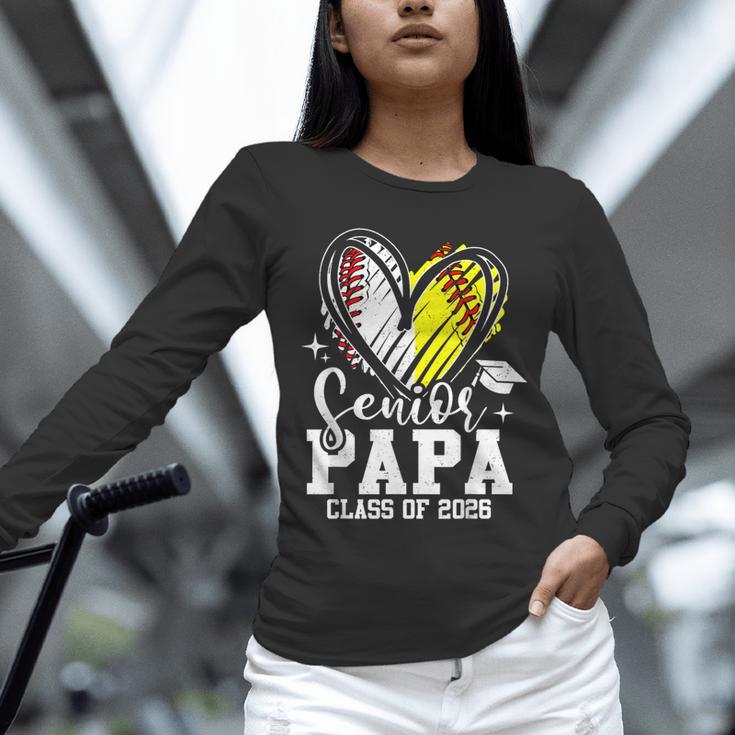 Senior Papa Class Of 2026 Baseball Softball Graduation Heart Unisex Long Sleeve T-Shirt
