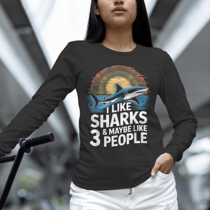 I Like Sharks & Maybe Like 3 People Humor Introverts Summer Unisex Long Sleeve T-Shirt I Like Sharks & Maybe Like 3 People Humor Introverts Summer Unisex Long Sleeve T-Shirt