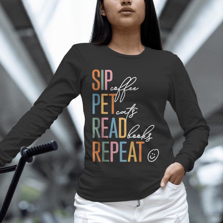 Sip Coffee Pet Cats Read Books Repeat Book Cat Lover Unisex Long Sleeve T-Shirt Sip Coffee Pet Cats Read Books Repeat Book Cat Lover Unisex Long Sleeve T-Shirt