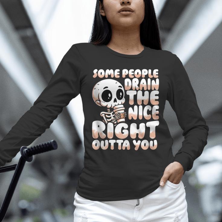 Skeleton Coffee Lover Introvert Unisex Long Sleeve T-Shirt