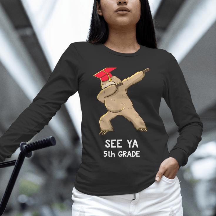 Sloth Dabbing 5th Grade Graduation Shirt Fifth Grade Grad Unisex Long Sleeve T-Shirt