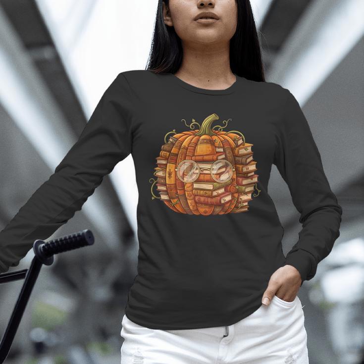 Smart Book Pumpkin Retro Fall Teacher Reading Halloween Unisex Long Sleeve T-Shirt Smart Book Pumpkin Retro Fall Teacher Reading Halloween Unisex Long Sleeve T-Shirt