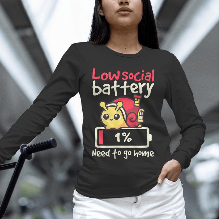 Snail Low Social Battery Need To Go Home Tee For Introvert Unisex Long Sleeve T-Shirt Snail Low Social Battery Need To Go Home Tee For Introvert Unisex Long Sleeve T-Shirt