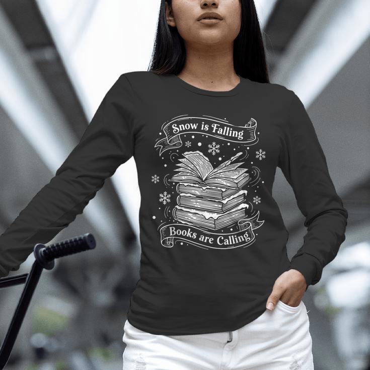 Snow Is Falling Books Are Calling Winter Reading Unisex Long Sleeve T-Shirt