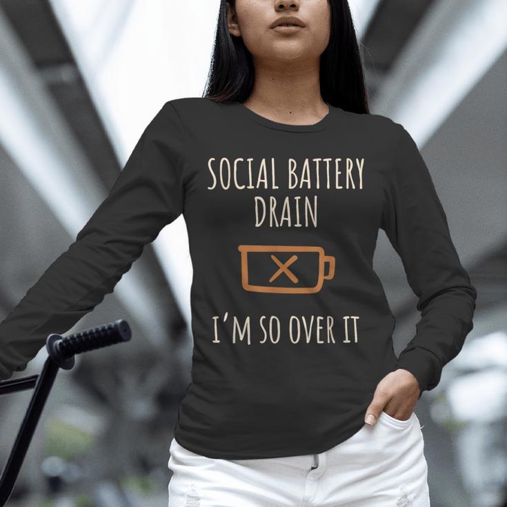 Social Battery Drain I'm So Over It Introvert Homebody Line Unisex Long Sleeve T-Shirt Social Battery Drain I'm So Over It Introvert Homebody Line Unisex Long Sleeve T-Shirt