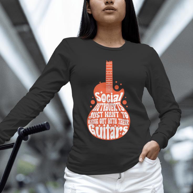 Social Introverts Hang Out With Guitars Musician Guitarist Unisex Long Sleeve T-Shirt