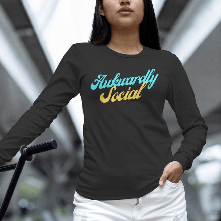 Socially Awkward Introvert Retro Anxious Awkwardly Social Unisex Long Sleeve T-Shirt