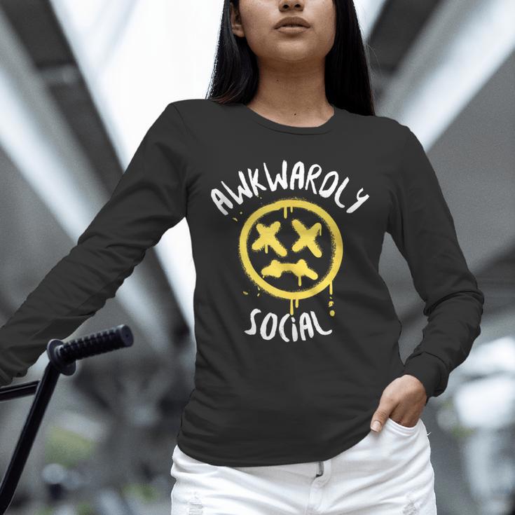 Socially Awkward Introvert Social Anxious Awkwardly Social Unisex Long Sleeve T-Shirt