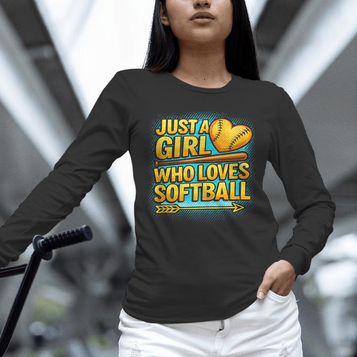 Softball Just A Girl Comic Book Style Graphic For Teens Unisex Long Sleeve T-Shirt