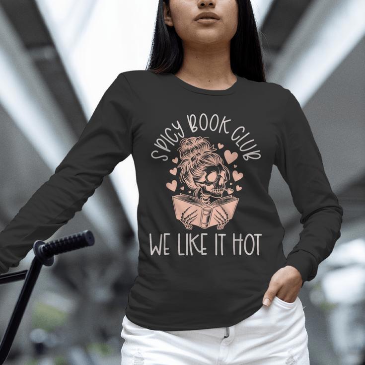 Spicy Book Club Dark Romance Reader Spicy Bookish Skeleton Unisex Long Sleeve T-Shirt