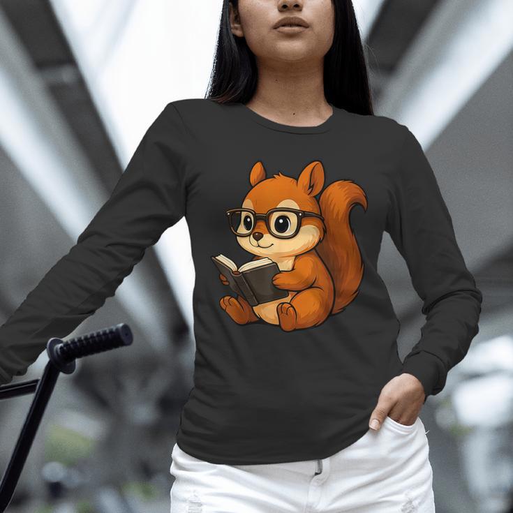 Squirrel Reading Book Lover Unisex Long Sleeve T-Shirt