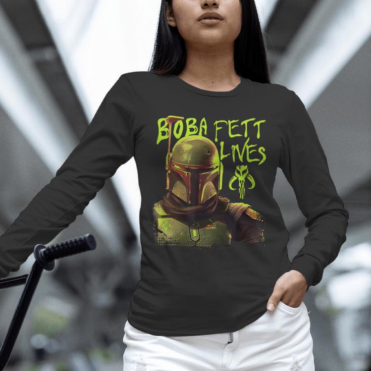 Star Wars The Book Of Boba Fett Neon Boba Fett Lives Poster Unisex Long Sleeve T-Shirt
