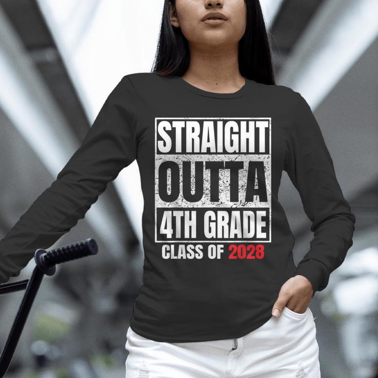 Straight Outta 4th Grade Graduation Class 2028 Fourth Grade Unisex Long Sleeve T-Shirt