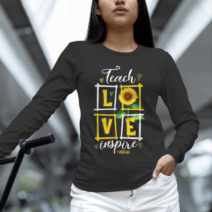 Sunflower Teach Love Inspire Cool Graduation Teacher School Unisex Long Sleeve T-Shirt