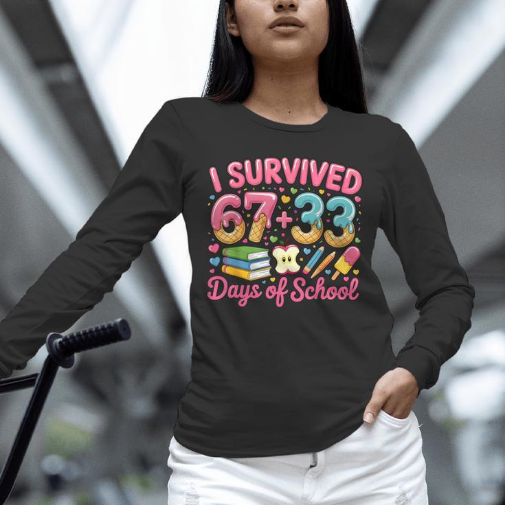 Survived 67 Days Of School Ice Cream Drip Apple Pencil Book Unisex Long Sleeve T-Shirt