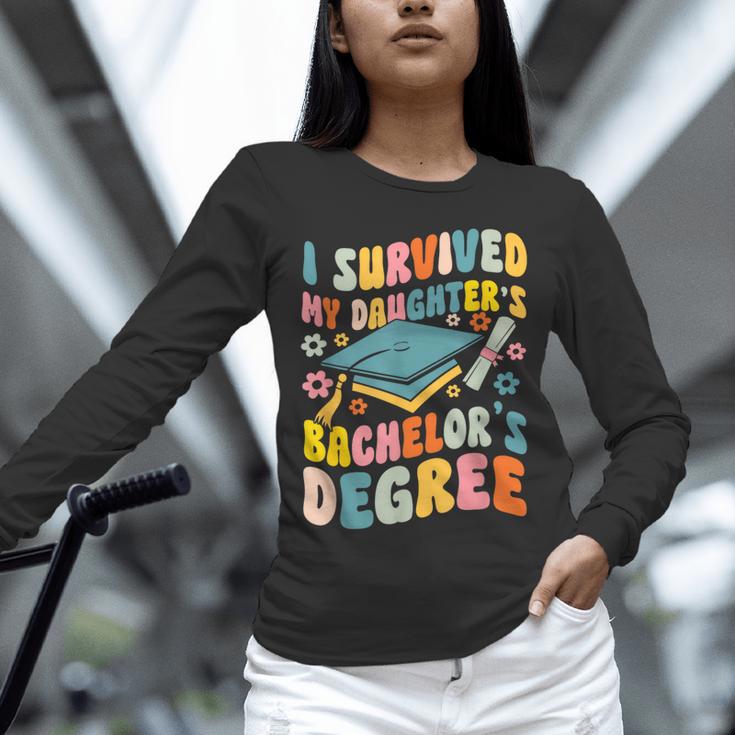 i Survived My Daughter's Bachelors Degree Groovy Graduation Unisex Long Sleeve T-Shirt