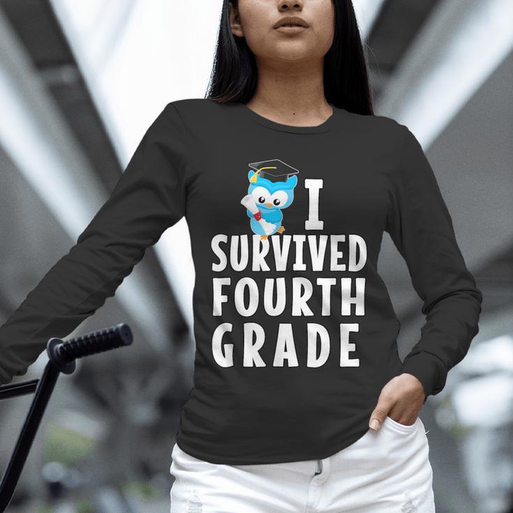 I Survived Fourth Grade Graduation Kids Owl Grad Unisex Long Sleeve T-Shirt