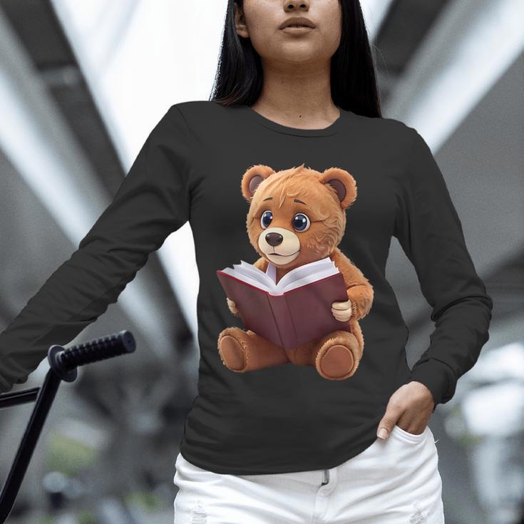 Teddy Bear Reading a Book Unisex Long Sleeve T-Shirt