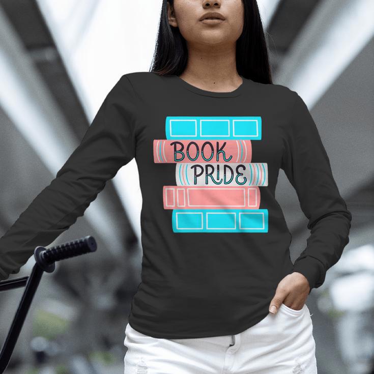 Threadless Grey Sky Chai Trans Book Pride Graphic Unisex Long Sleeve T-Shirt