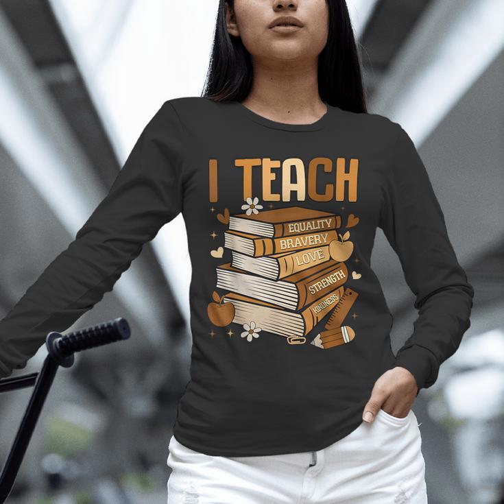 History Month I Teach Melanin Book Black Teacher Unisex Long Sleeve T-Shirt