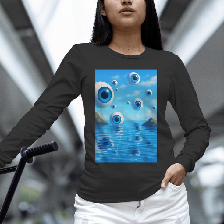 Trippy Weirdcore Frutiger Aero Surreal Eyeballs Y2K Unisex Long Sleeve T-Shirt