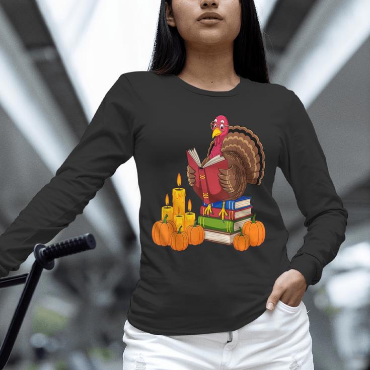 Turkey Reading Books Fall Thanksgiving Teacher Book Unisex Long Sleeve T-Shirt Turkey Reading Books Fall Thanksgiving Teacher Book Unisex Long Sleeve T-Shirt