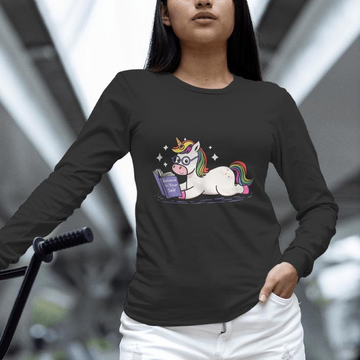Unicorn Bookworm Believe In Yourself Cute And Inspirational Unisex Long Sleeve T-Shirt Unicorn Bookworm Believe In Yourself Cute And Inspirational Unisex Long Sleeve T-Shirt