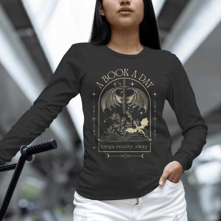 Vintage A Book a Day Keeps Reality Away Spicy Book Readers Unisex Long Sleeve T-Shirt