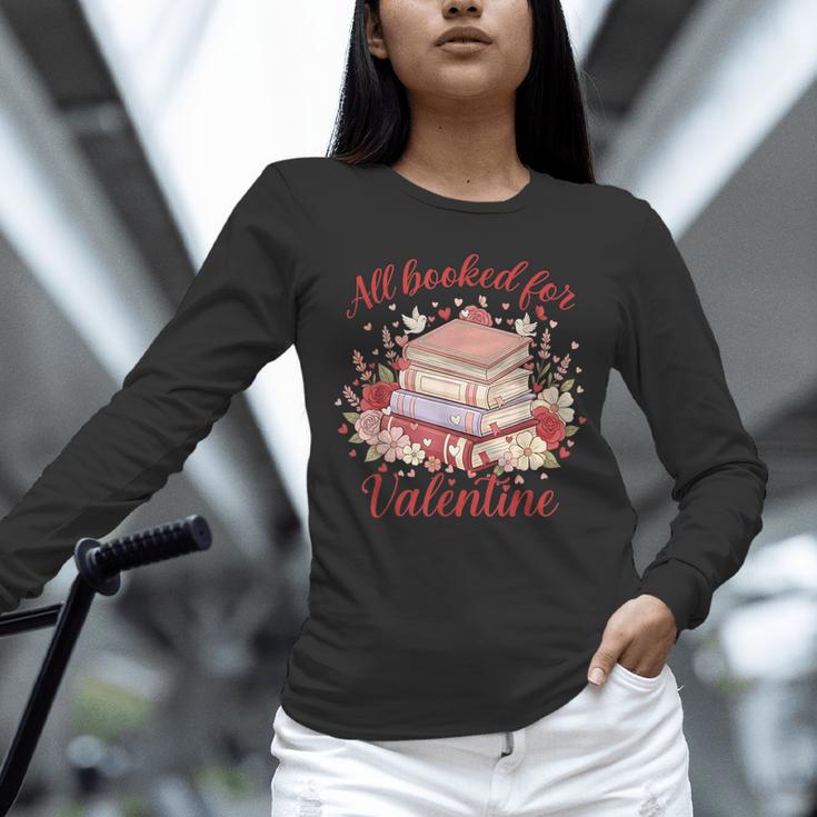 Vintage All Booked For Valentines Book Lovers Teacher Kids Unisex Long Sleeve T-Shirt