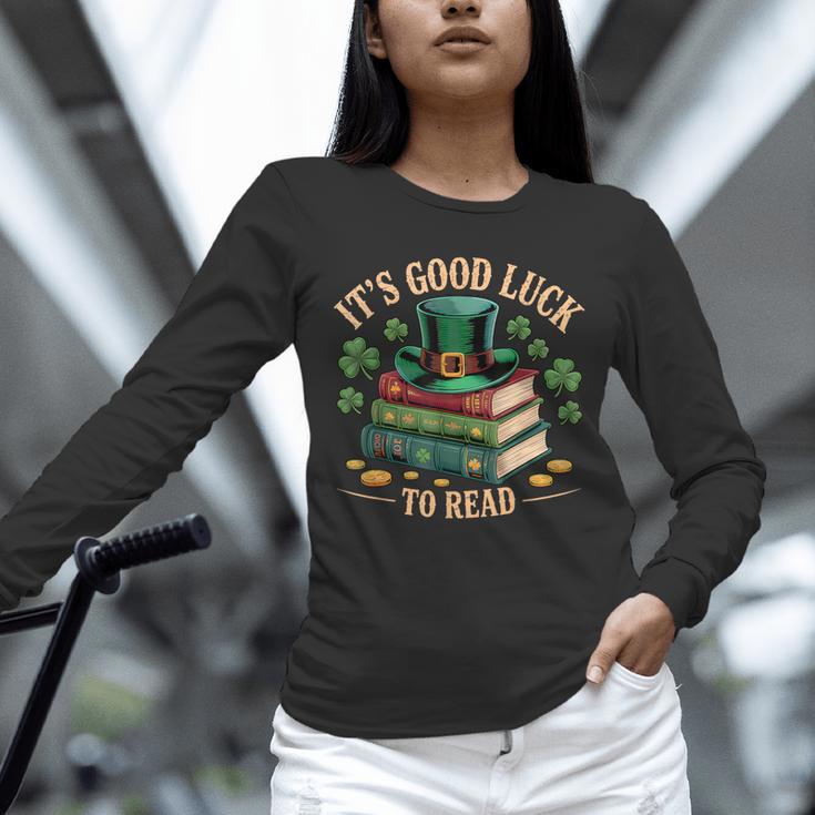 Vintage It's Good Luck To Read St Patrick's Day Book Lucky Unisex Long Sleeve T-Shirt
