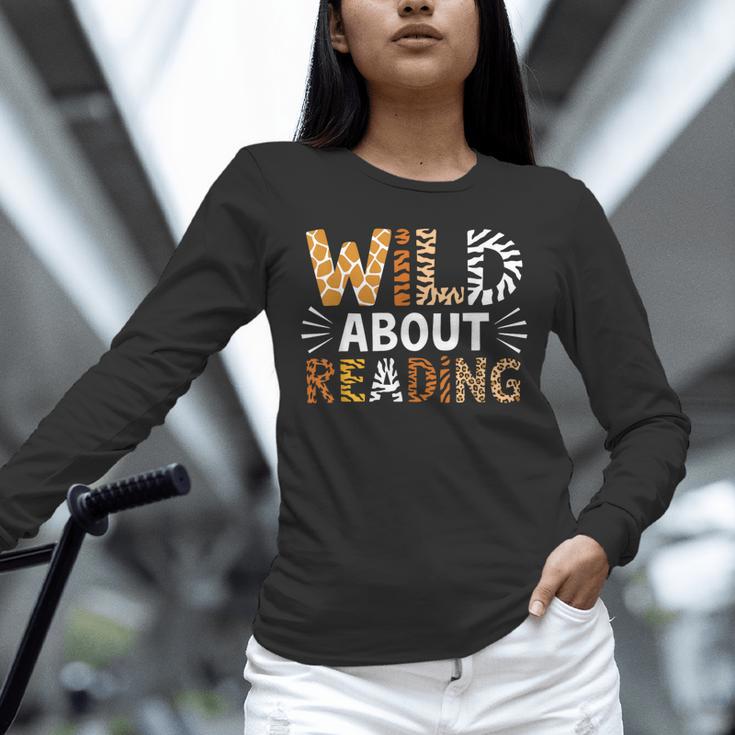 Wild About Reading Animal Bookworm Library Book Lover Reader Unisex Long Sleeve T-Shirt