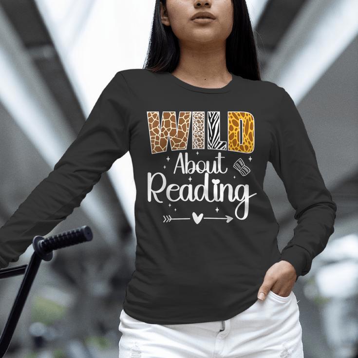 Wild About Reading Book Lover Bookworm Library Day Unisex Long Sleeve T-Shirt