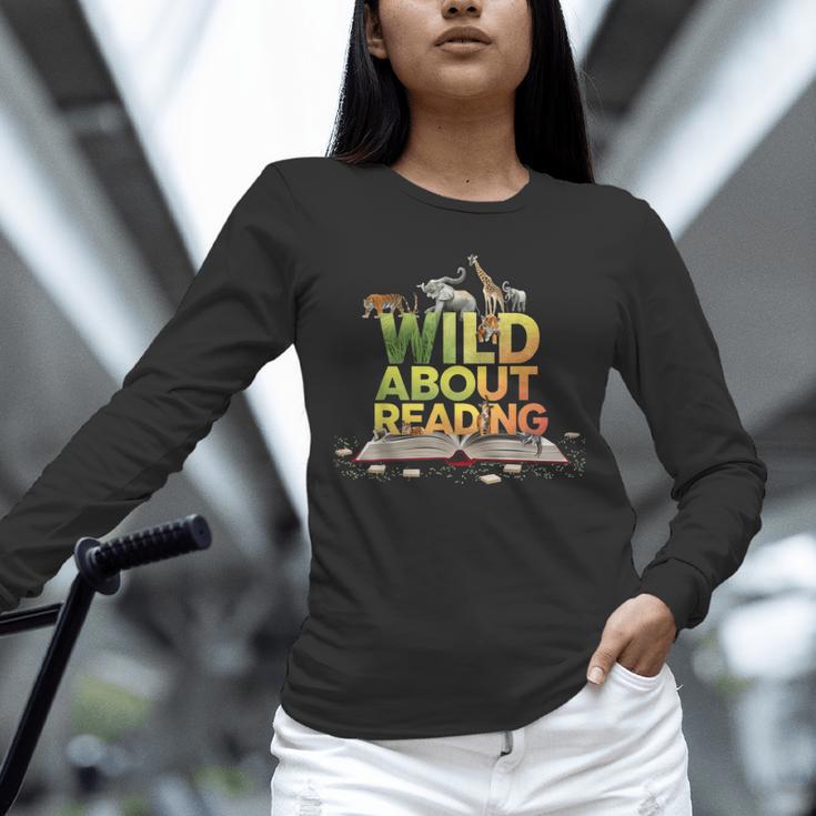 Wild About Reading Books Lovers Novelty Bookworm Library Day Unisex Long Sleeve T-Shirt Wild About Reading Books Lovers Novelty Bookworm Library Day Unisex Long Sleeve T-Shirt