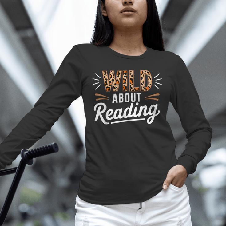 Wild About Reading Books Reader Lover Bookworm Leopard Print Unisex Long Sleeve T-Shirt
