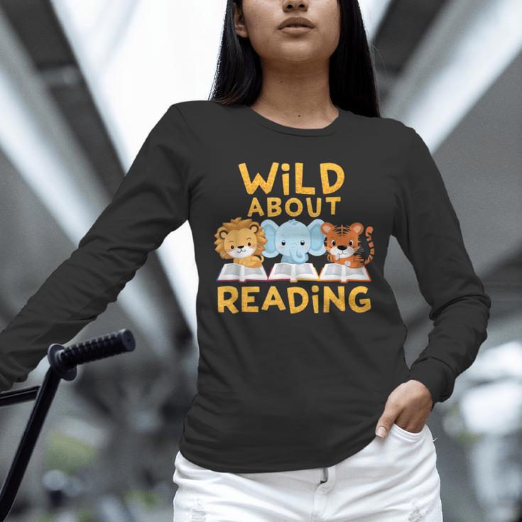 Wild About Reading Cute Animal Book Lover Kids Unisex Long Sleeve T-Shirt Wild About Reading Cute Animal Book Lover Kids Unisex Long Sleeve T-Shirt