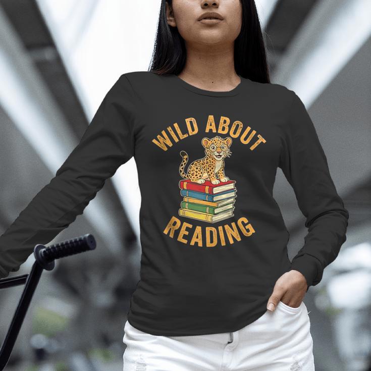Wild About Reading Cute Leopard Teacher Kids Book Lover Unisex Long Sleeve T-Shirt