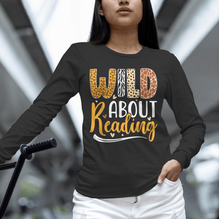 Wild About Reading Lover Bookworm Library Teacher Zoo Animal Unisex Long Sleeve T-Shirt